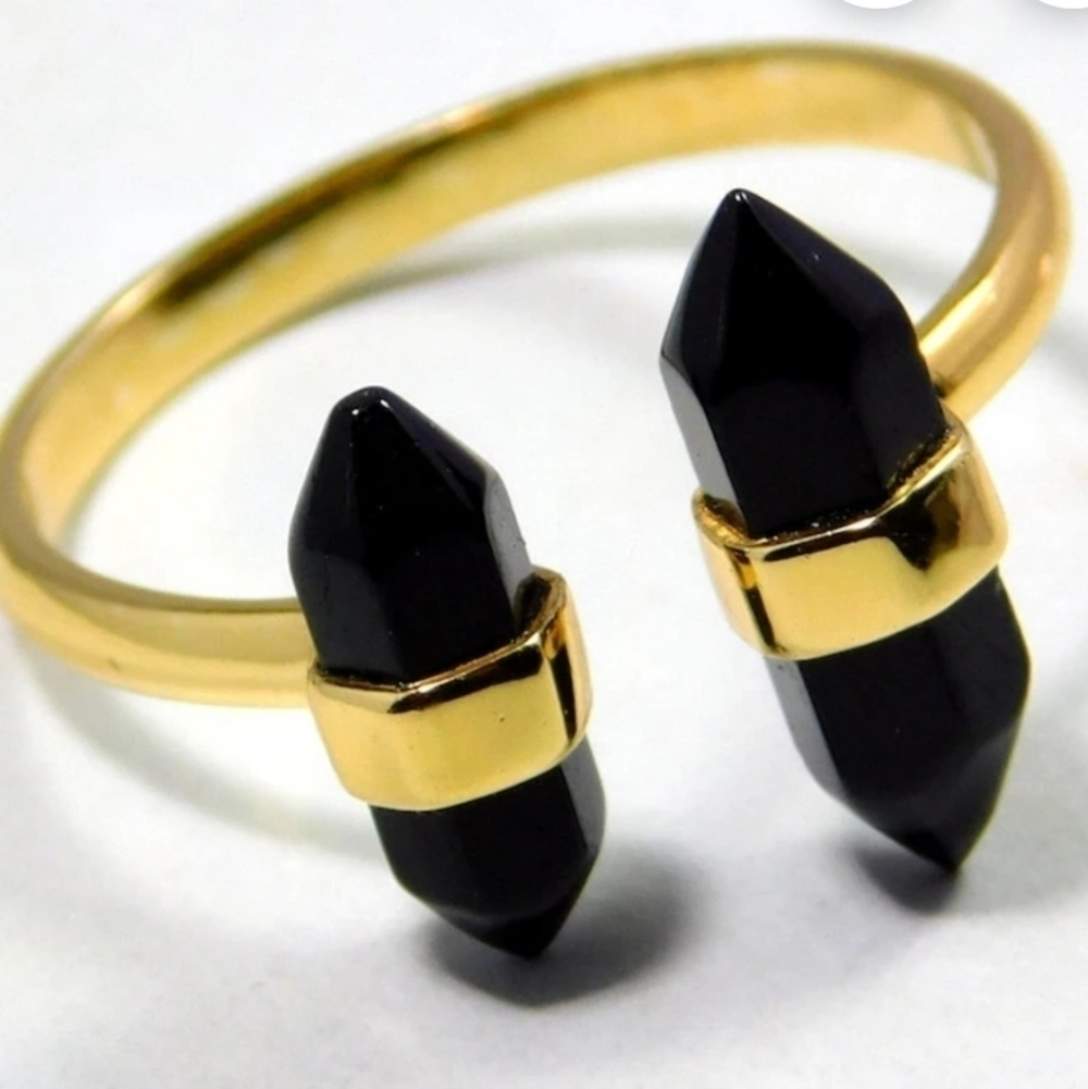 Genuine Gemstone Front Open bracelet,Pencil Bar, gold plated